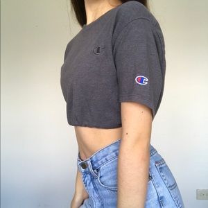 Champion crop top grey sinched waist drawstring